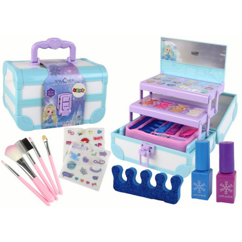 Zestaw Piękności Kosmetyki Do Makijażu Robienie Paznokci W Niebieskim Kuferku 15611